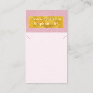 Faux Pink Leather And Gold Foil Necklace Display Business Card