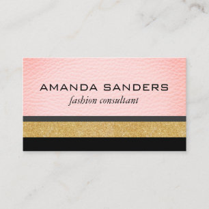 Faux Pink Leather Glitter and patterns Business Card