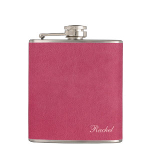 Faux Pink Leather Hip Flask