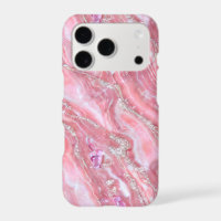 Faux Pink Marble Texture With Silver Glitter