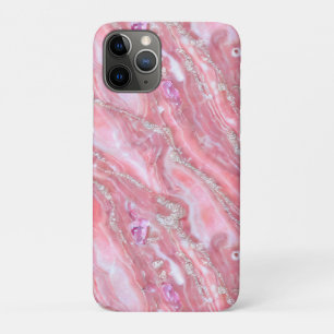 Faux Pink Marble Texture With Silver Glitter  Case-Mate iPhone Case