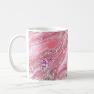 Faux Pink Marble Texture With Silver Glitter Coffee Mug