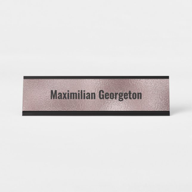 Faux Pink Metallic for her Desk Name Plate (Front)