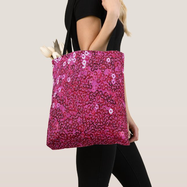 Faux Pink Sequins Tote Bag (Close Up)