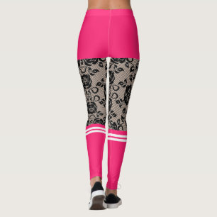 Faux Pink Shorts , Socks and Black Lace Leggings