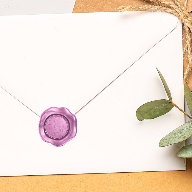 Faux Pink Wax Initials Monogram Classic Round Sticker (Faux Pink Wax Initials Monogram Classic Round Sticker)