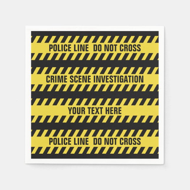 Faux Police Line custom text paper napkins (Front)