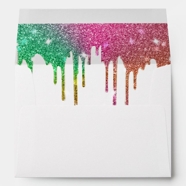 Faux purple Glitter Confetti Foil Sparkle Envelope (Back (Bottom))