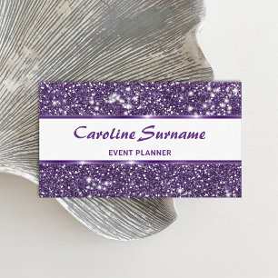 Faux Purple Glitter Glamourous Chic Event Planner Business Card
