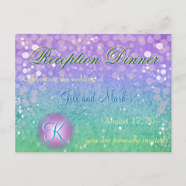 Faux Purple Glitter Lantern Confetti Reception Invitation Postcard (Front)