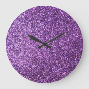 Faux Purple Glitter Large Clock