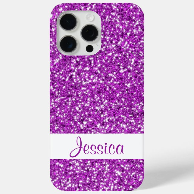 Faux Purple Glitter Look-like With Name Case-Mate iPhone Case (Back)