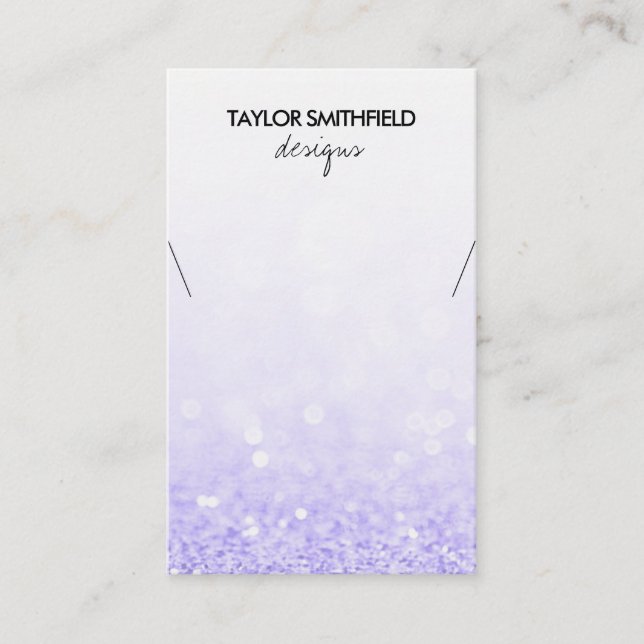 Faux Purple Glitter Necklace Display Business Card (Front)