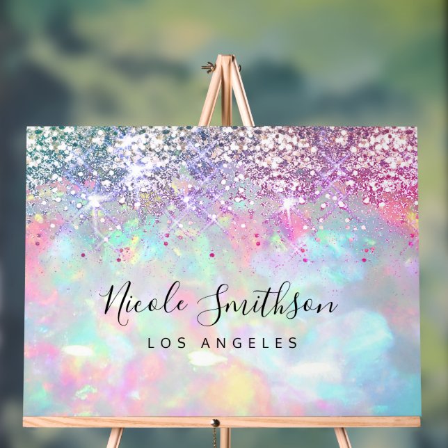 faux purple glitter opal stone background acrylic sign (Neutral)