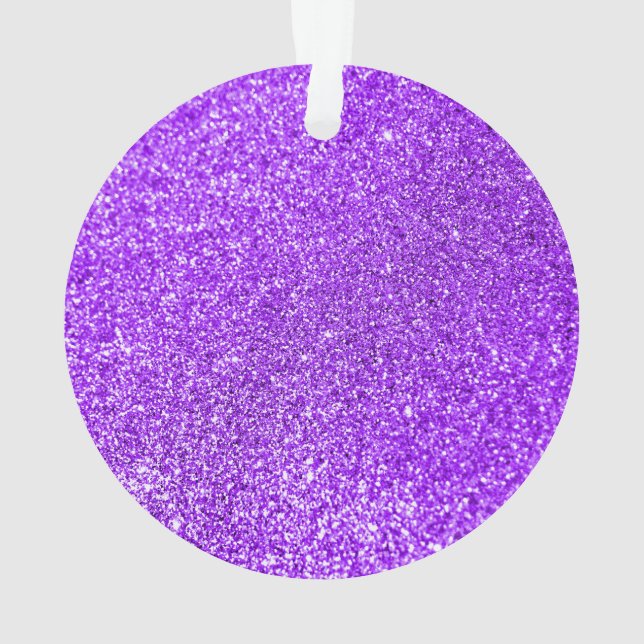 Faux Purple Glitter Photo Ornament (Back)