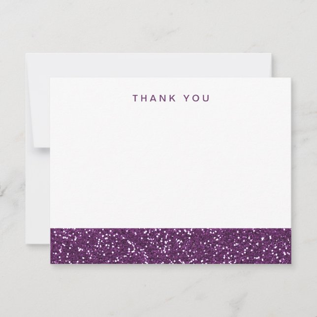 Faux Purple Gold Glitter Thank You Card (Front)