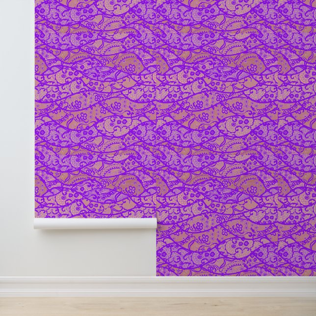 Faux Purple Lace Fishnet Custom Colour Wallpaper (Application)