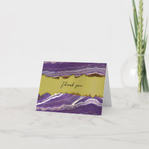 Faux Purple Marble with Gold Detail Thank You Card