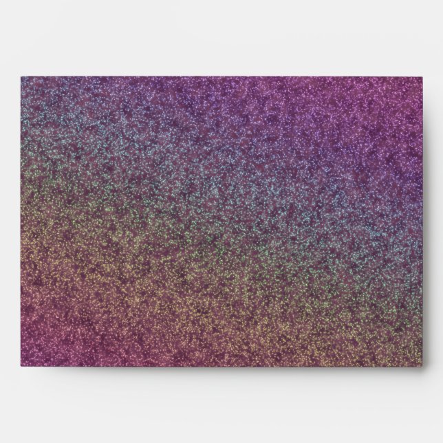 Faux Purple Rainbow Glitter Confetti Envelope (Front)