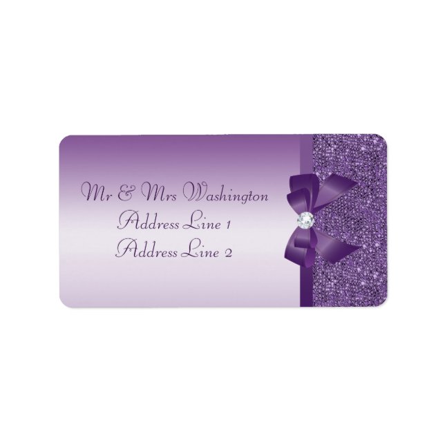 Faux Purple Sequins Bow Diamond Label (Front)
