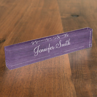 Faux Purple Wood Nameplate