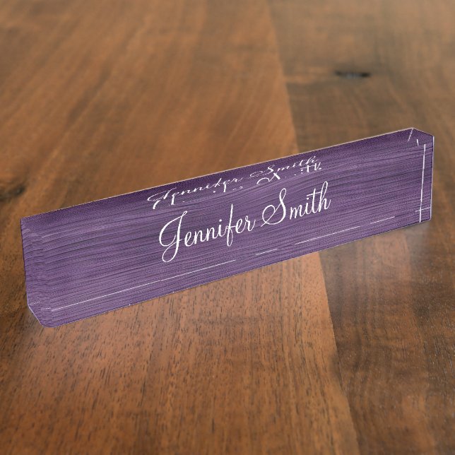 Faux Purple Wood Nameplate (Side)