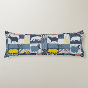Faux-Quilted Hippos Body Cushion