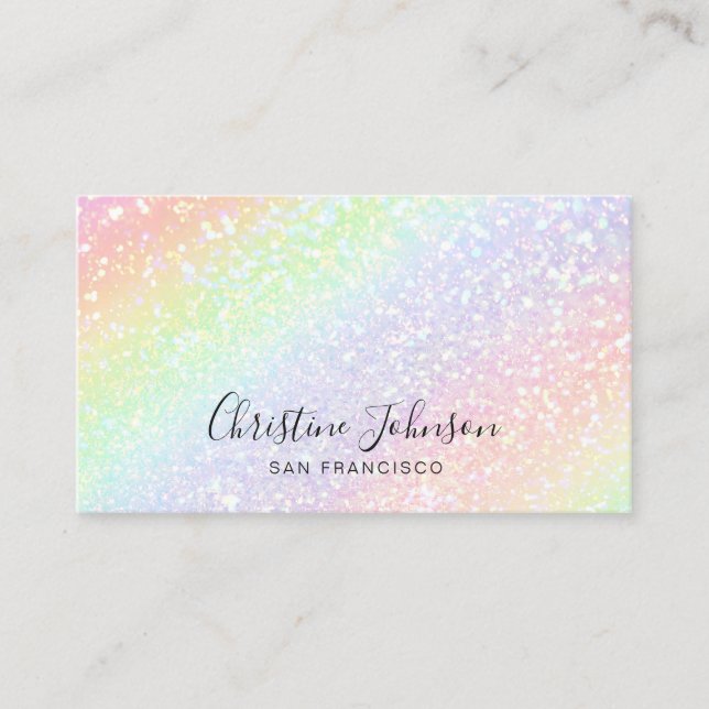 FAUX rainbow glitter Business Card (Front)