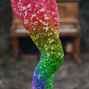 Faux Rainbow Glitter Colourful Festival Leggings