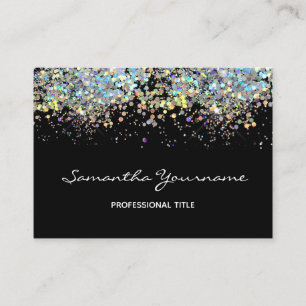 Faux Rainbow Metalitic Glitter Business Card