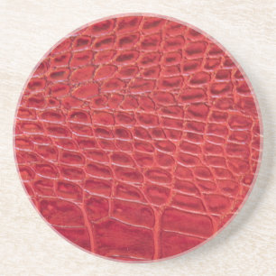 Faux red alligator leather coaster