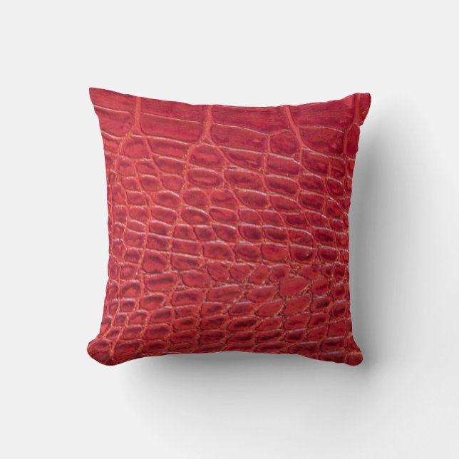 Faux red alligator leather cushion (Front)