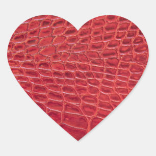 Faux red alligator leather heart sticker