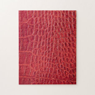 Faux red alligator leather jigsaw puzzle