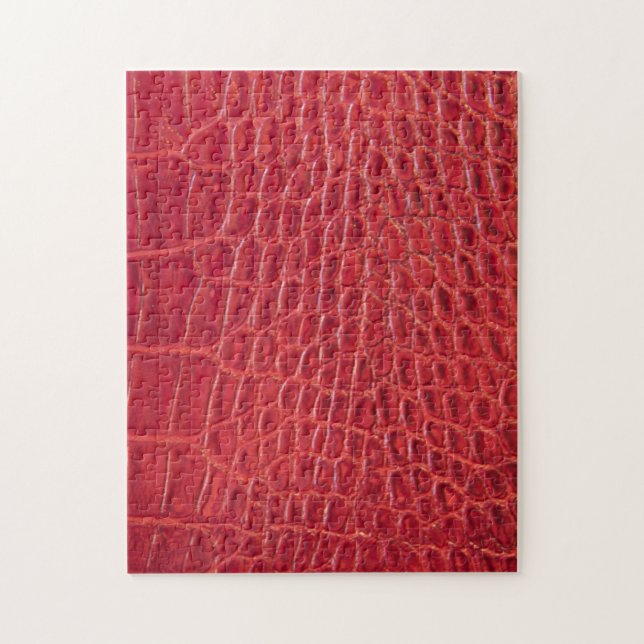 Faux red alligator leather jigsaw puzzle (Vertical)