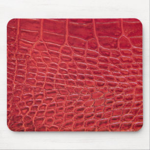 Faux red alligator leather mouse pad