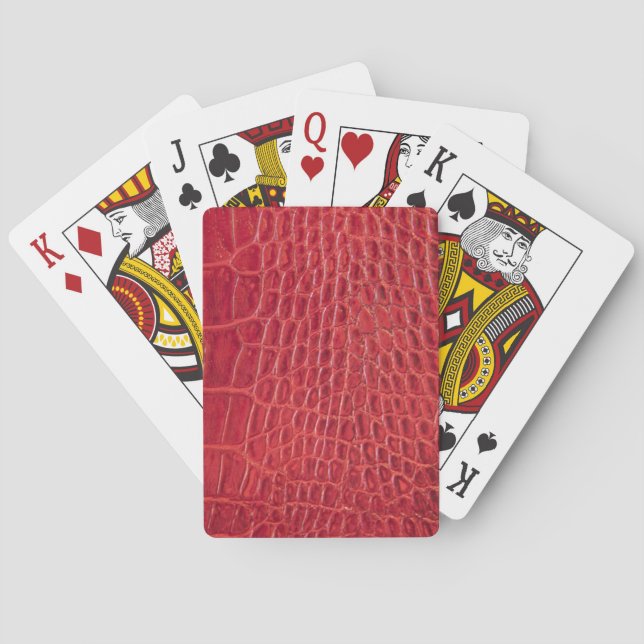 Faux red alligator leather playing cards (Back)