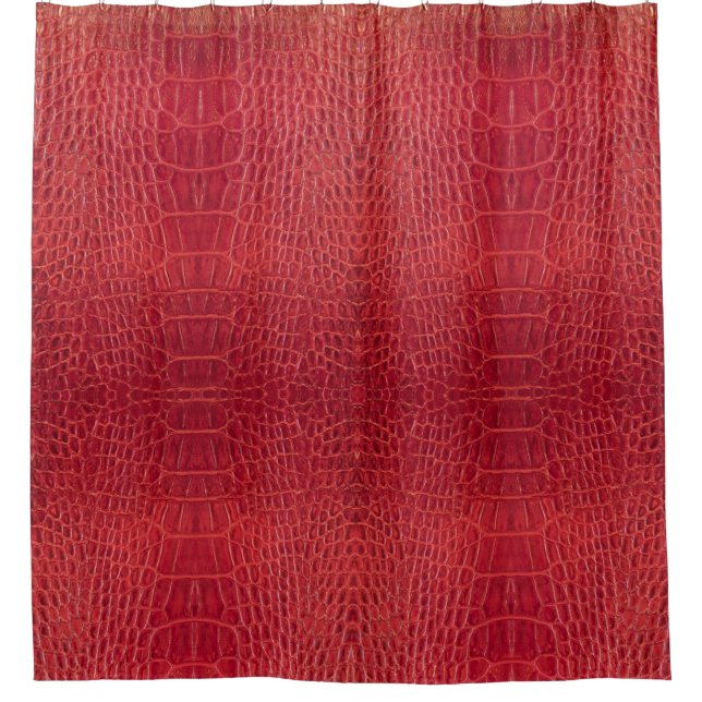 Faux red alligator leather shower curtain (Front)