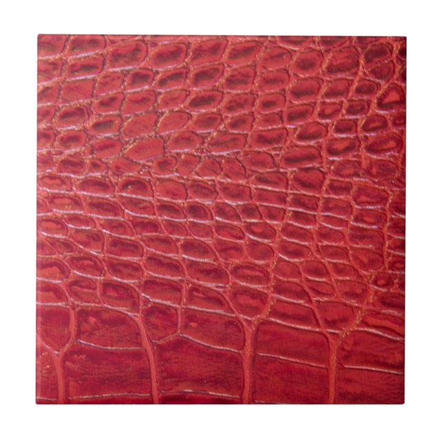 Faux red alligator leather tile (Front)