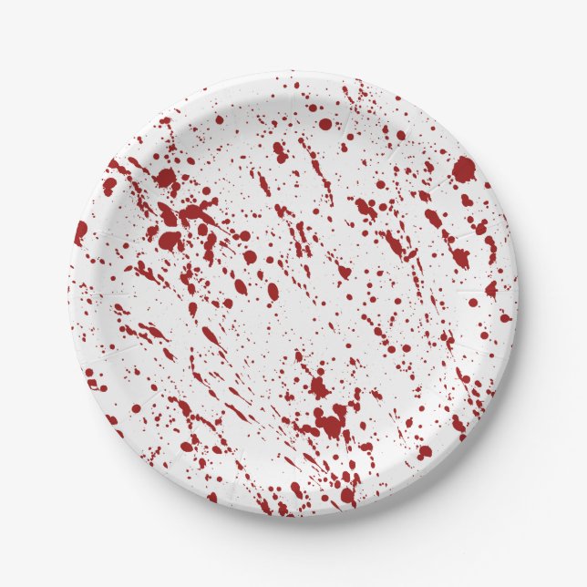 Faux Red Blood Spatter Halloween Party Paper Plate (Front)
