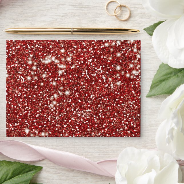 Faux Red Glitter Texture Look-like Graphic Envelope (Wedding)
