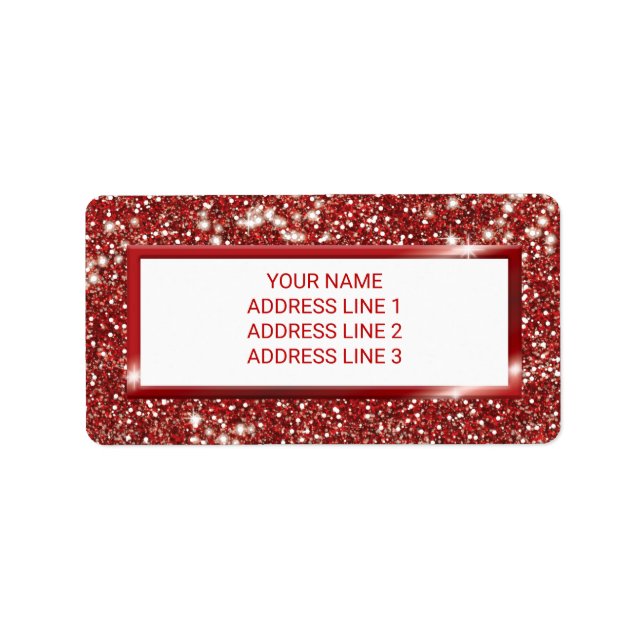 Faux Red Glitter Texture Look With Custom Label (Front)