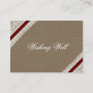 FAUX red lace and burlap wishing well cards