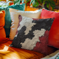 Faux Red Leather Cow Spotted Hide fur