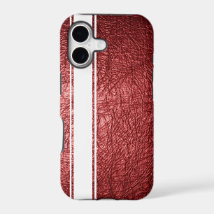 Faux Red Leather & White Stripe iPhone 5s Case