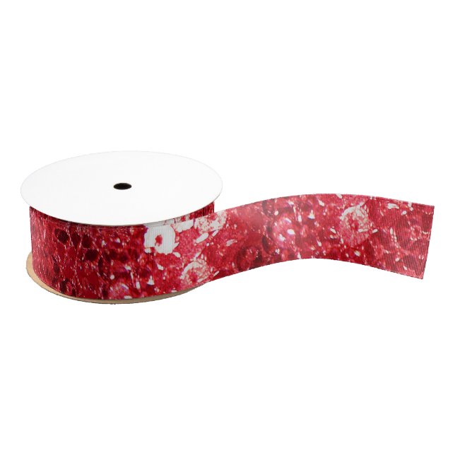 Faux Red Sequin Image Grosgrain Ribbon (Spool)