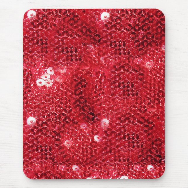 Faux Red Sequin Pattern Image Mouse Pad (Front)