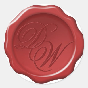 Faux Red Wax Seal - Wedding Monogram Calligraphy