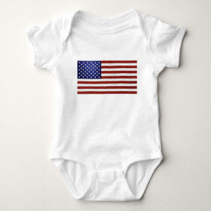 Faux Red White Blue Leather USA Flag Baby Bodysuit