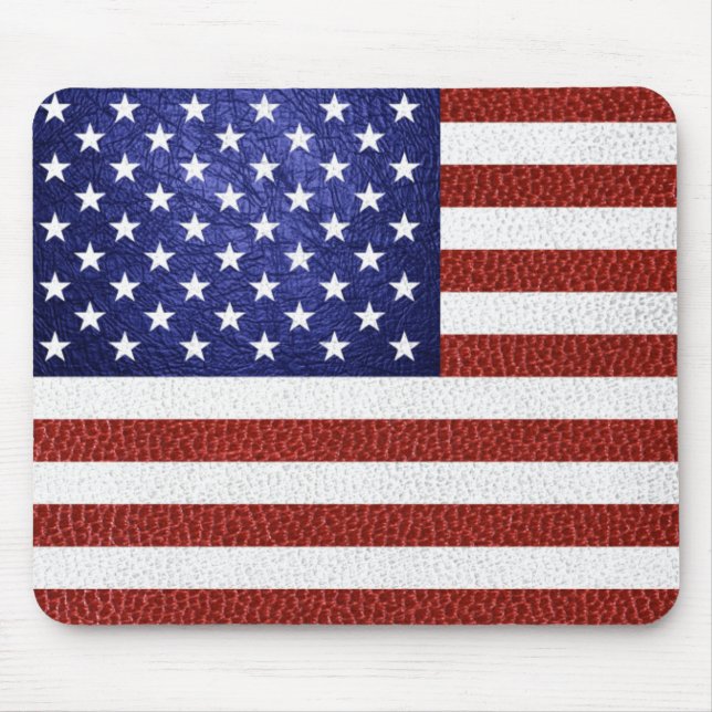 Faux Red White Blue Leather USA Flag Mouse Pad (Front)